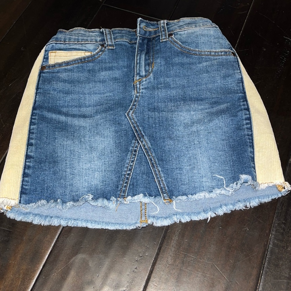 Denim and Tan kids Skirt